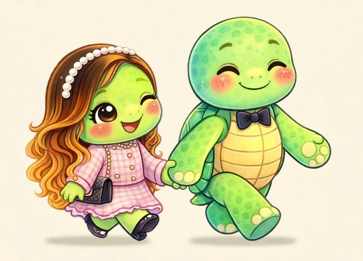 Drew and Olga walking hand in hand