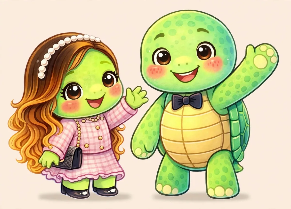 Drew and Olga waving hello